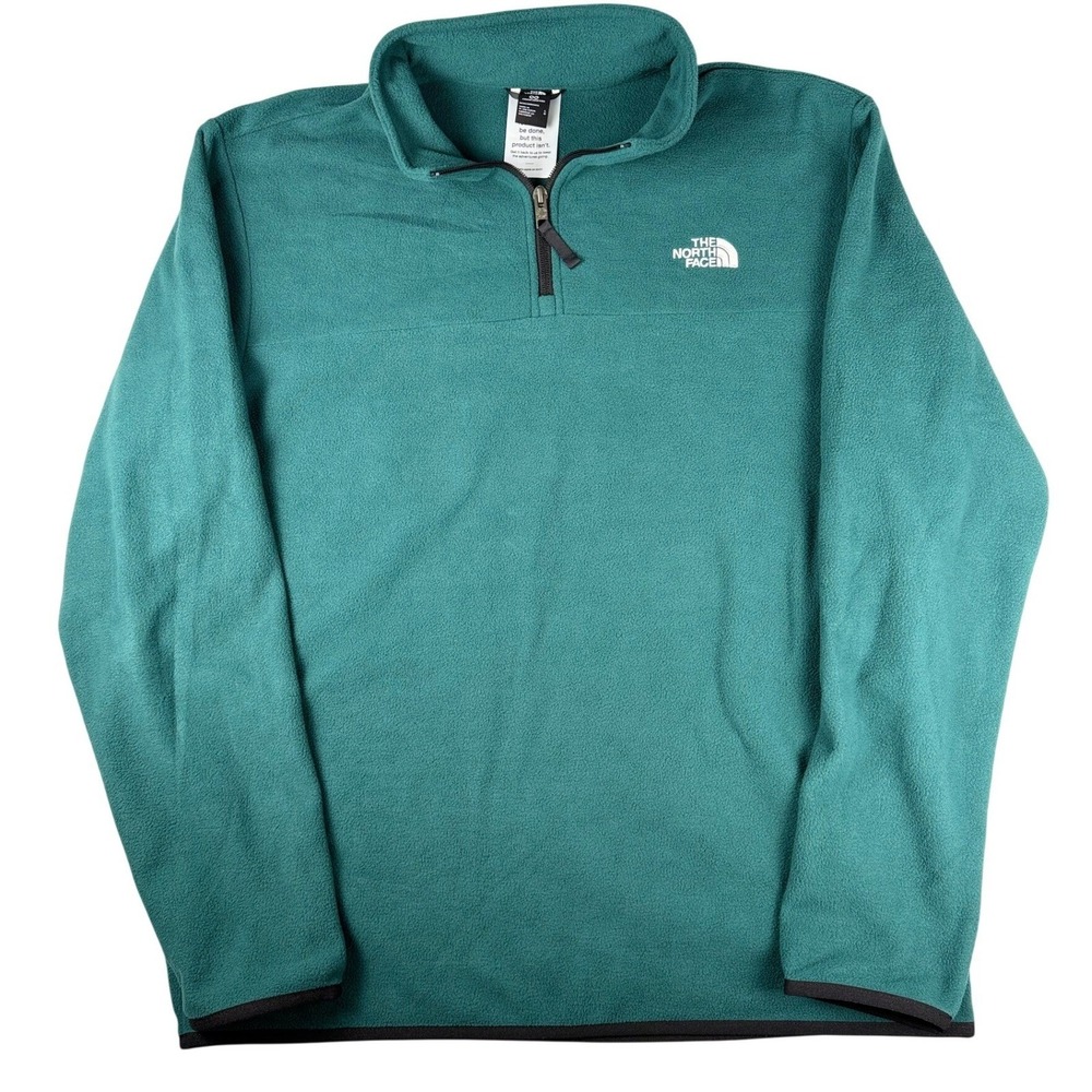 The North Face Mens Large 1/4 Zip Fleece Pullover Circular Design Teal Green